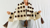 Earth Tones Wool Shawl. Pom Poms & Tassels. Mayan. Chamula. Mexico