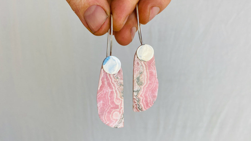 Rhodochrosite Earrings. Santo Domingo Pueblo