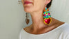 Mega Hojalata Tin Mexican Heart Earrings. Silver Earwire - Aadya Bazaar