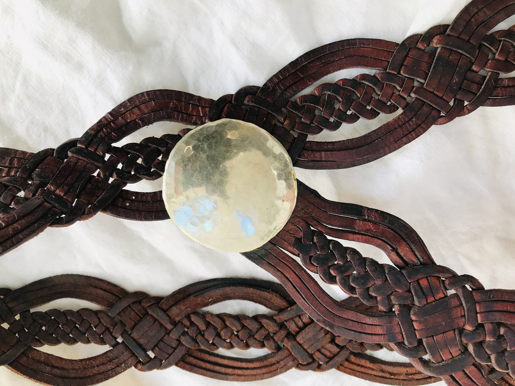 Moroccan Leather Belt. Braided - Aadya Bazaar