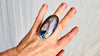 Oversized Pink Labradorite Ring. Gorgeous Colors. Adjustable. 0523