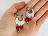 Vintage Oaxacan Earrings. Sterling Silver & Coral. Mexico. Frida Kahlo