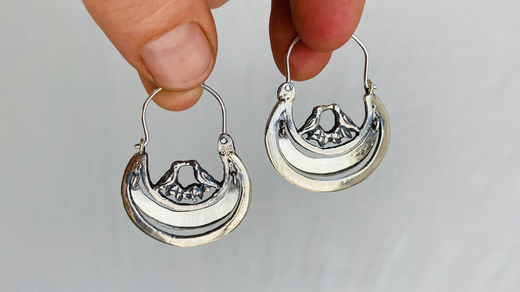 Oaxacan Hoop Earrings. Arracadas. Sterling Silver. Mexico. Frida Kahlo