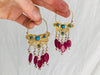 Vintage Uzbek Filigree Earrings. Vermeil. Bukhari. Pearls & Semi-Precious Stones - Aadya Bazaar