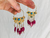 Vintage Uzbek Filigree Earrings. Vermeil. Bukhari. Pearls & Semi-Precious Stones