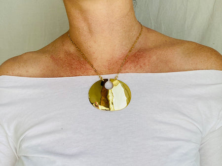 Gold Plated Tribal Pendant. Gold Plated Silver. Columbia Nose Ornament - Aadya Bazaar