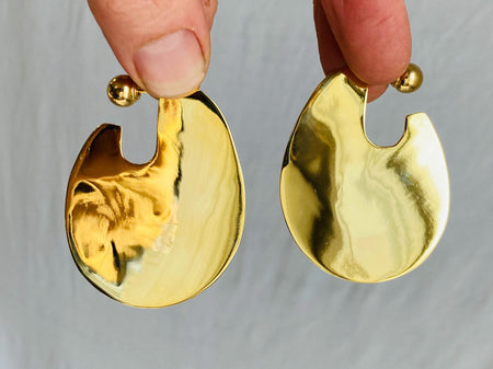 Flat Hoop Earrings. 24 kt Gold Plated Sterling Silver. Atelier Aadya - Aadya Bazaar