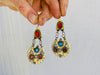 Vintage Turkmen Silver Goldwashed Earrings. - Aadya Bazaar