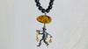 Mayan Black Jade Necklace. Cast Sterling Silver Pendant.