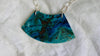 Huge Chrysocolla & Silver Pendant Necklace. Chunky Chain - Aadya Bazaar