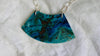 Huge Chrysocolla & Silver Pendant Necklace. Chunky Chain