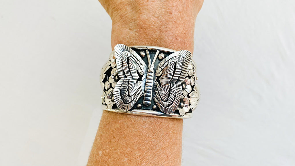 Taxco Sterling Silver Cuff. Butterfly. Fantastic! SINGLE - Aadya Bazaar