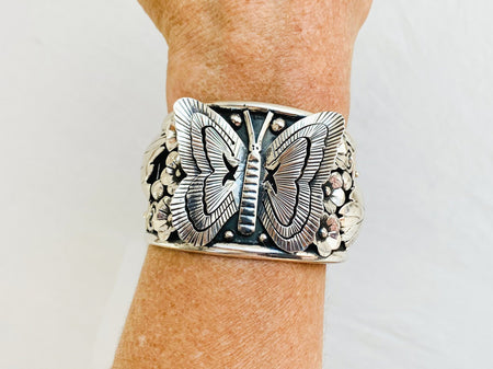 Taxco Sterling Silver Cuff. Butterfly. Fantastic! SINGLE - Aadya Bazaar
