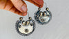 Vintage Oaxacan Media Luna Earrings. Sterling Silver. Mexico. Frida Kahlo. 0380