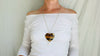 Amber Heart & Sterling Silver Necklace. Pendant and Chain - Aadya Bazaar