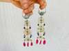 Vintage Uzbek Bukhara Vermeil Filigree Earrings. Semi-Precious Stones. - Aadya Bazaar