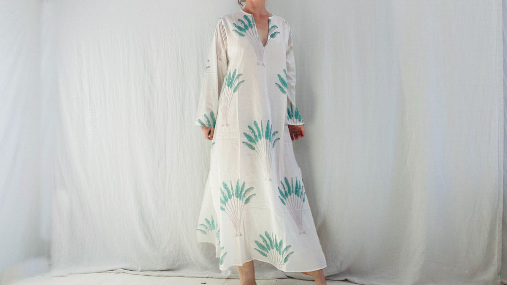 Block Print Maxi Dress. Palm Leaf Print. Up to size L Block Print Maxi Dress. Palm Leaf Print. Up to size L