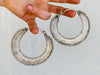 Huge Afghan Silver Hoop Earrings. Saw Blade Earrings