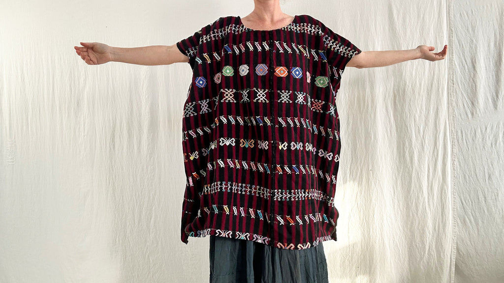 Vintage Guatemala Huipil Dress. Colotenango. Hand Embroidered and Hand Woven. 0769