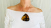 Large Amber Pendant on a Silver Cord. Snake Chain. - Aadya Bazaar