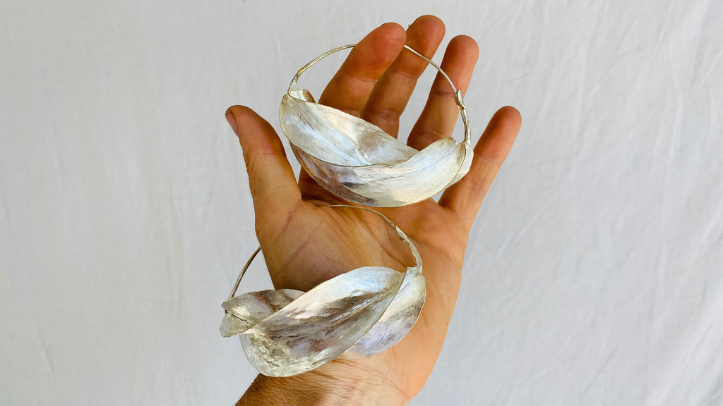 Fulani Silver Earrings. African. Huge Hoops