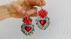 Hojalata Tin Mexican Heart Earrings. Silver Earwire