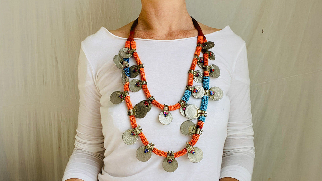 Balochi Coin Tribal Necklaces. Multi-Strand.