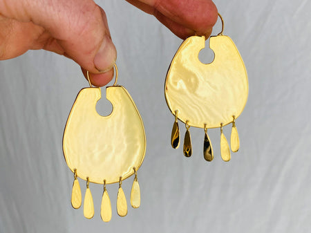 Flat Hoop Earrings. 24 kt Gold Plated Sterling Silver. Atelier Aadya - Aadya Bazaar