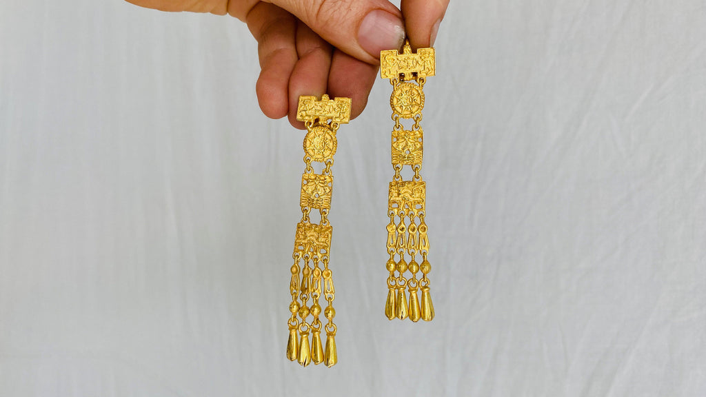 Oaxacan Monte Alban Reproduction Earrings. Sterling Silver. Mexico. Frida Kahlo - Aadya Bazaar