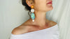 Paua, Amber, Silver & Gourd Earrings.
