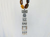 Monte Alban Pendant on Amber Necklace. Sterling Silver. Mexico. - Aadya Bazaar