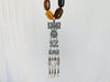 Monte Alban Pendant on Amber Necklace. Sterling Silver. Mexico.