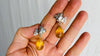 Amber Drop & Bird Earrings. Sterling Silver. 0447