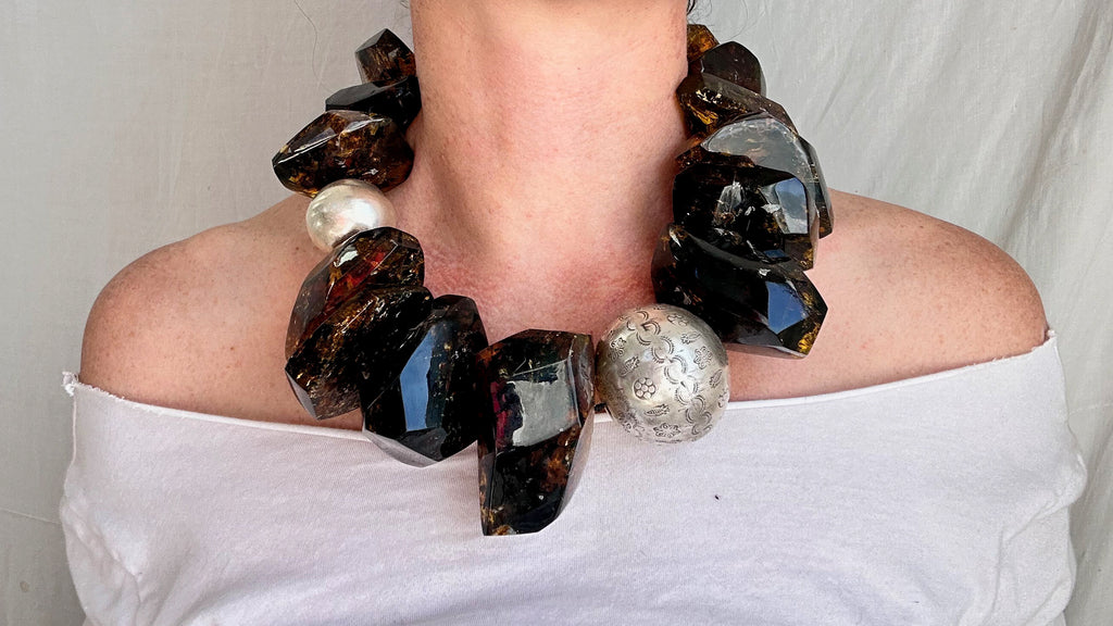 Huge Amber Beaded Necklace. Mexican Amber. Dramatic and Gorgeous! IN COMPLIANCE with Etsy regulations 1319.