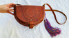 Leather Bag. Adjustable Strap. Zinacantan Tassels - Aadya Bazaar