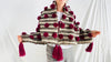 Wool Shawl. Pom Poms & Tassels. Mayan. Chamula. Mexico