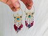 Vintage Uzbek Bukhara Vermeil Filigree Earrings. Pearls & Semi-Precious Stones. Romantic Beauties - Aadya Bazaar