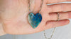 Chrysocolla Heart Pendant Necklace. Sterling Silver Chain