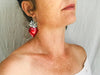 Hojalata Tin Mexican Heart Earrings. Silver Earwire