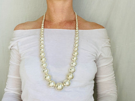 Graduated Silver Bead Necklace. Bench Beads. Gorgeous.