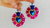 Hojalata Tin Mexican Heart Earrings. Silver Earwire - Aadya Bazaar