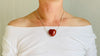 Heart Pendant Silver Chain. Red Jasper & Fine Silver.