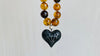 Amber Beaded Necklace, Barro Negro Heart Pendant. Chunky - Aadya Bazaar