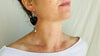 Onyx Heart Earrings. Monte Alban Bells Sterling Silver.
