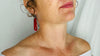 Santo Domingo Pueblo Long Coral Slab Earrings. Native American