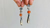 Coral and Sterling Silver Earrings. Cast Hand and Monte Alban Bells. - Aadya Bazaar