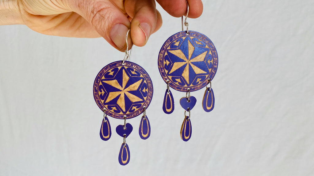 Carved Gourd Earrings. Sterling Silver. Oaxaca, Mexico. 0346