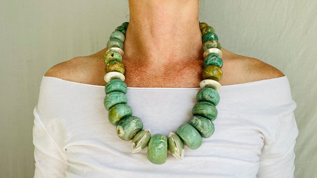 Mayan Guatemalita Jade Graduated Choker Necklace. Guatemalan.