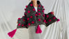 Wool Shawl. Pom Poms & Tassels. Mayan. Chamula. Mexico