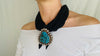 Vintage Turquoise-Like Pendant on a Multistrand Necklace.